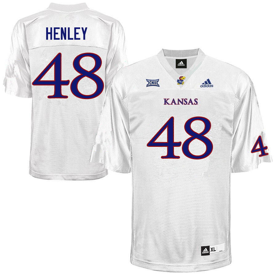 Men #48 Parker Henley Kansas Jayhawks College Football Jerseys Sale-White